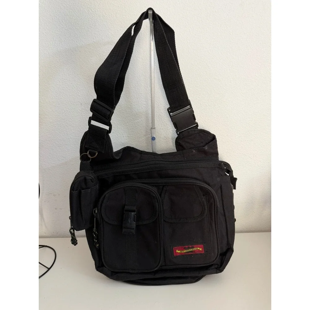 Writtenburg Black Canvas Tactical Messenger Bag‎ Multi-Pocket Crossbody Utility